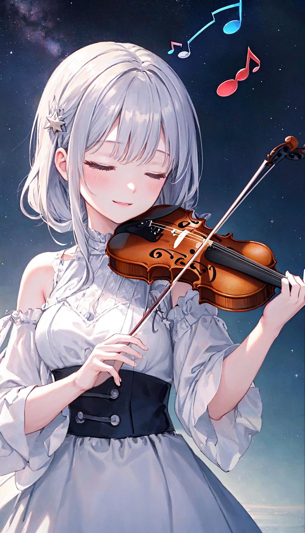 anime girl Playing the violin instrument , digital | Stable Diffusion |  OpenArt